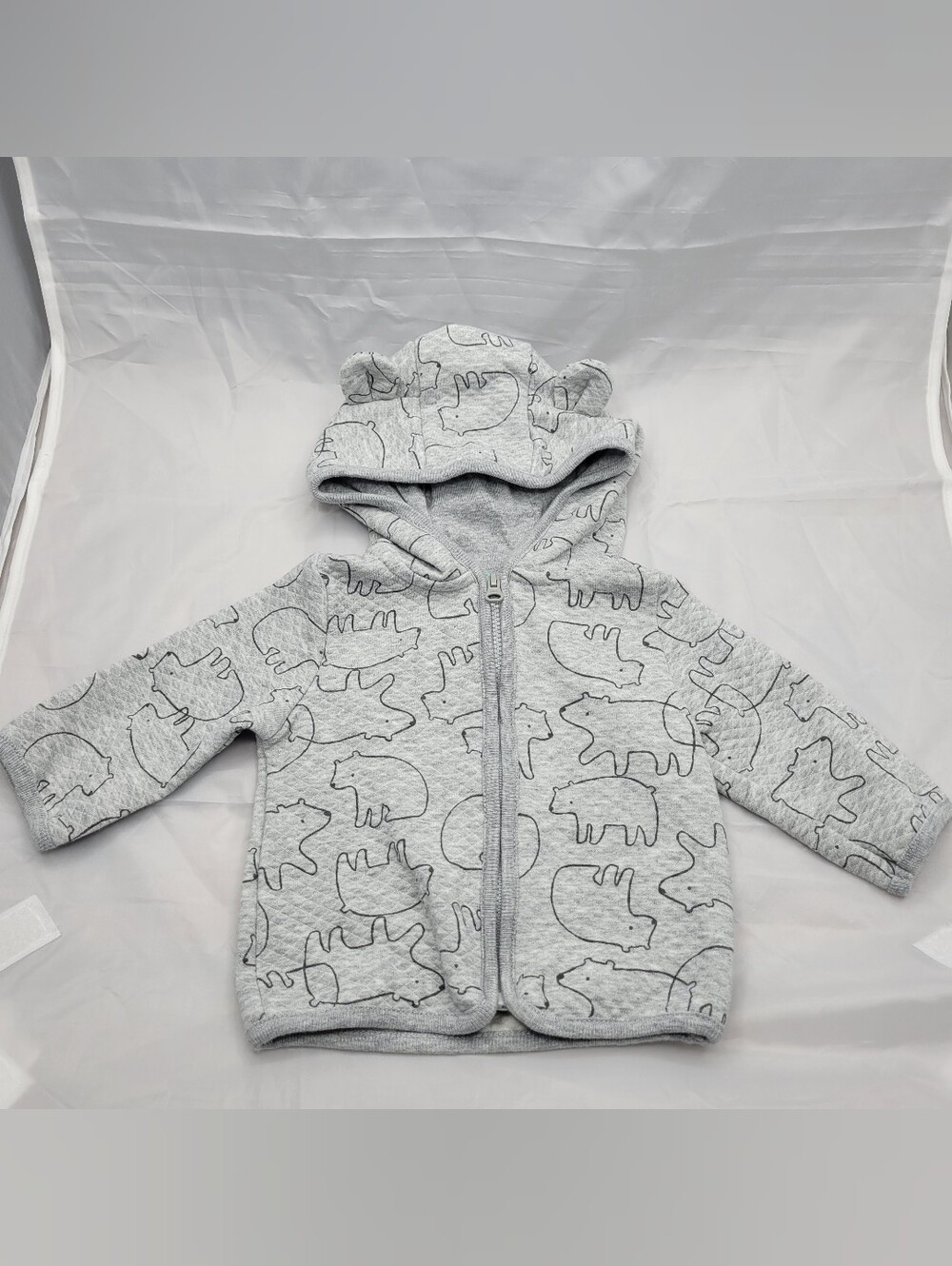 Carter's Light Gray Bear Print Hooded Sweatshirt
